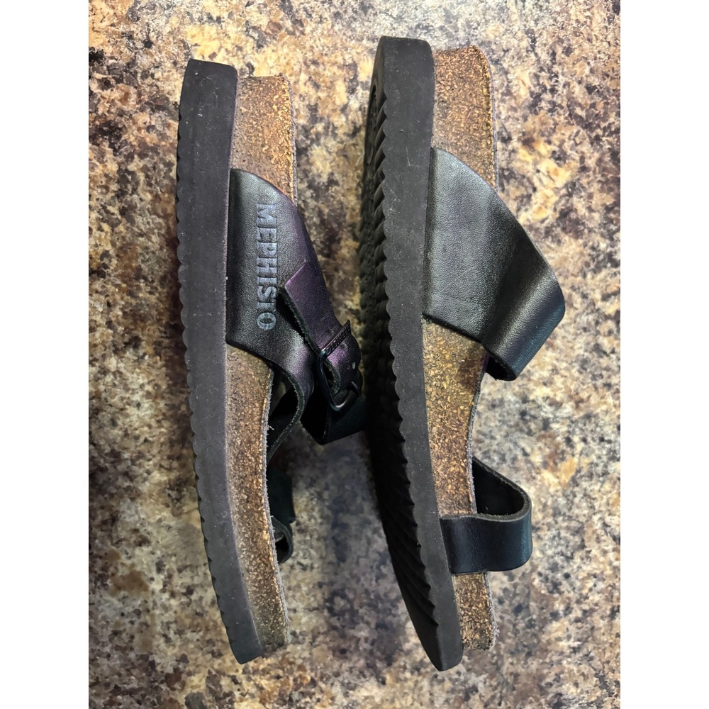 Mephisto Helen Black Leather Buckle Thong Sandals Womens Size 36 US 6 - Picture 6 of 7